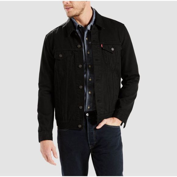LEVI’S Black Denim Jacket Mens Size Large Trucker Button Jean